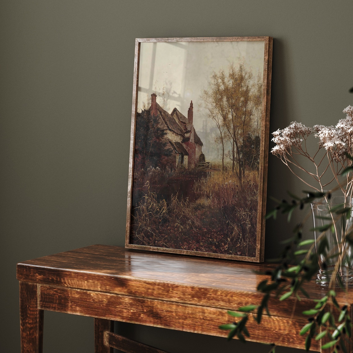 Autumn Cottage Among Fall Reeds Moody Vintage Landscape Poster - Image 6