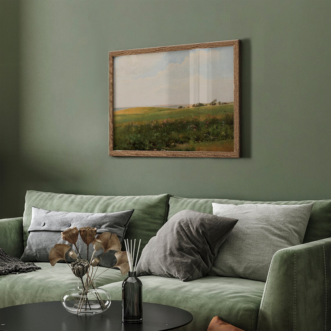 Flower Meadow Rolling Hills Under Wide Sky Vintage Spring Landscape Poster - Image 3