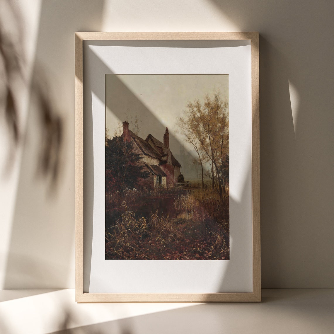 Autumn Cottage Among Fall Reeds Moody Vintage Landscape Poster - Image 4