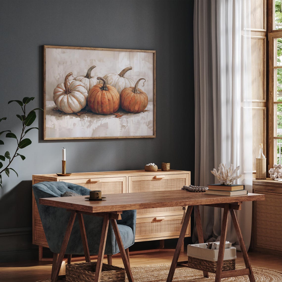 Vintage Halloween Pumpkin Print Rustic Fall Wall Art Moody Autumn Cottagecore Decor - Image 7