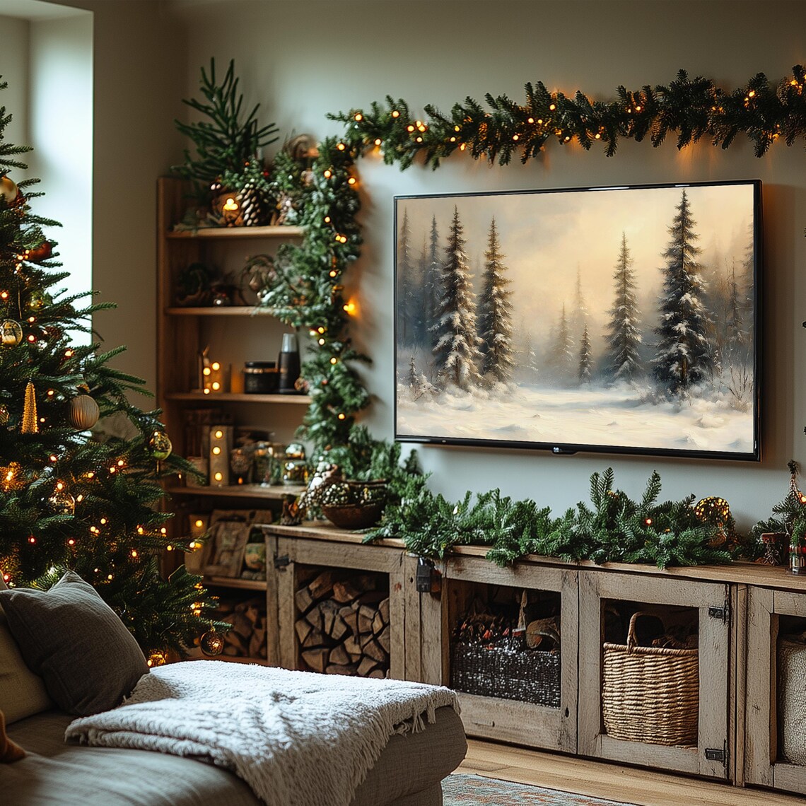 Snowy Pine Forest at Dawn Vintage Winter Morning Landscape Poster - Image 6