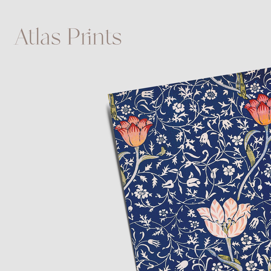 William Morris Tulip Pattern Navy Blue Vintage Floral Design Poster - Image 6