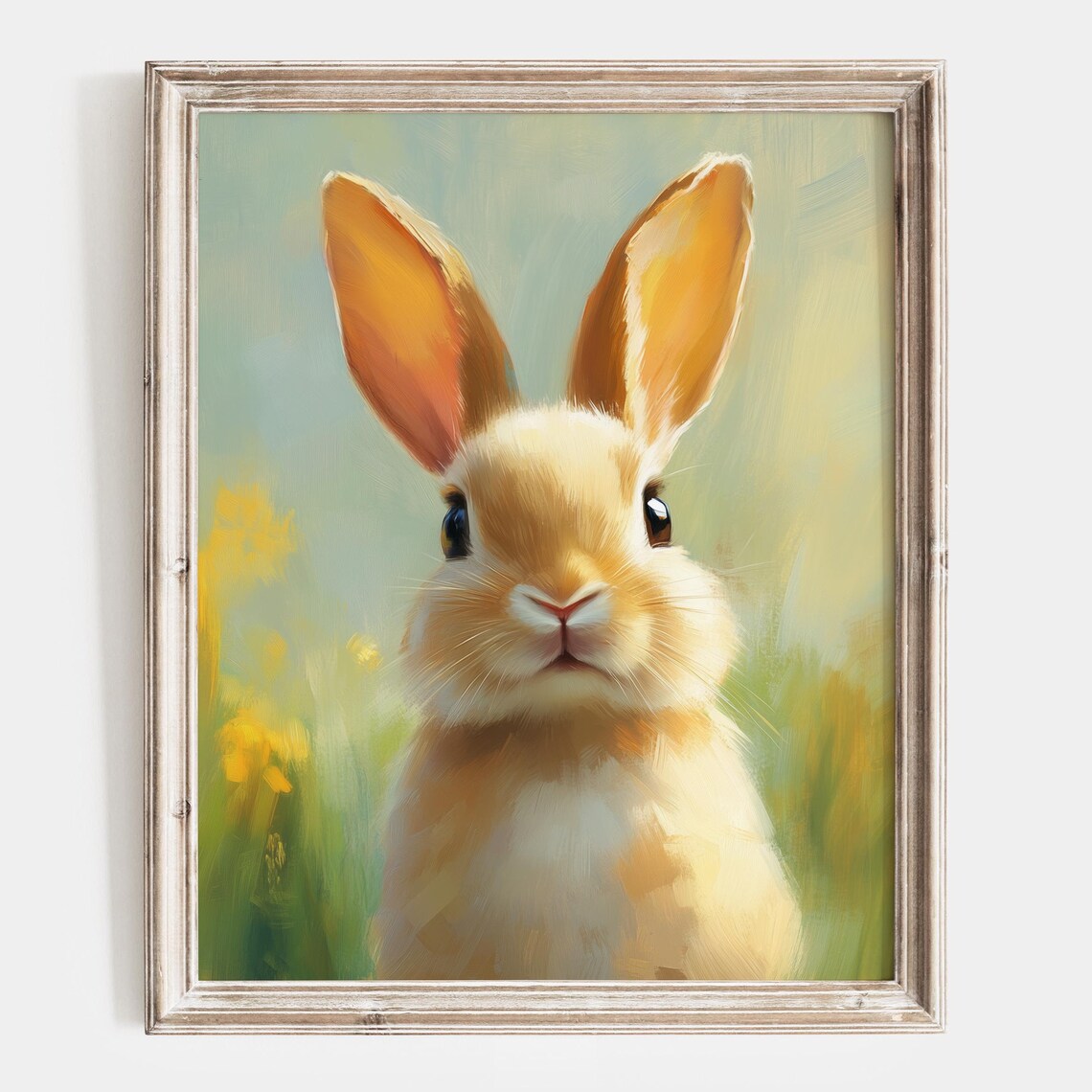 Close Up Portrait Of A Bunny Against A Soft Pastel Background Poster