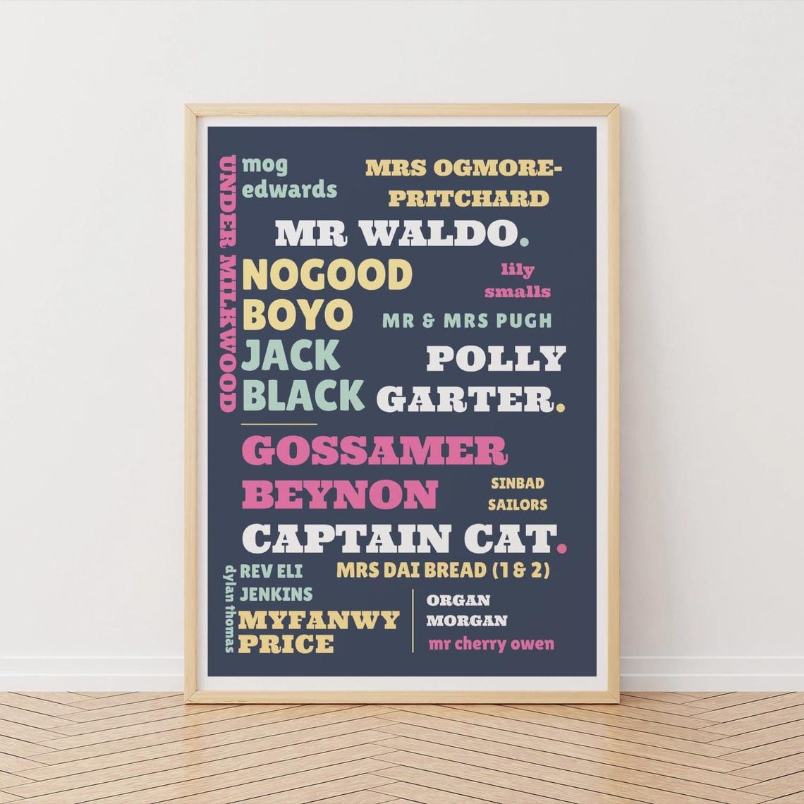 Dylan Thomas Under Milkwood, Welsh Typography Art