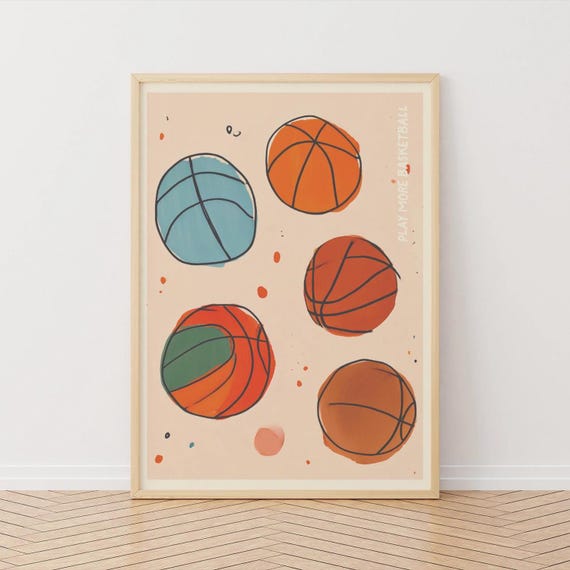 Basketball Art Print Modern Sports Wall Decor For Boys Room