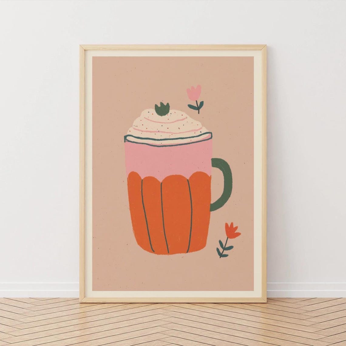 Pumpkin Spice Latte Mug With Whipped Cream Cozy Fall Kitchen Poster