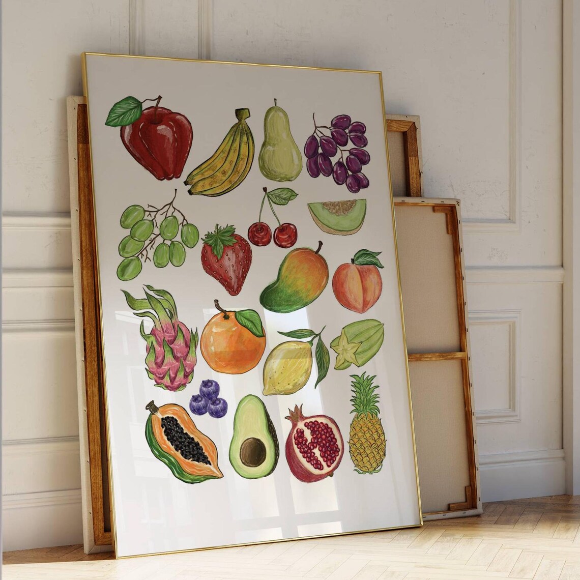 Fruit Art Watercolor Kitchen Wall Art Gift To Mom Food Illustration Gift For A Friend Fruit Artwork Midcentury Kitchen Art Dining Room Decor - Image 4