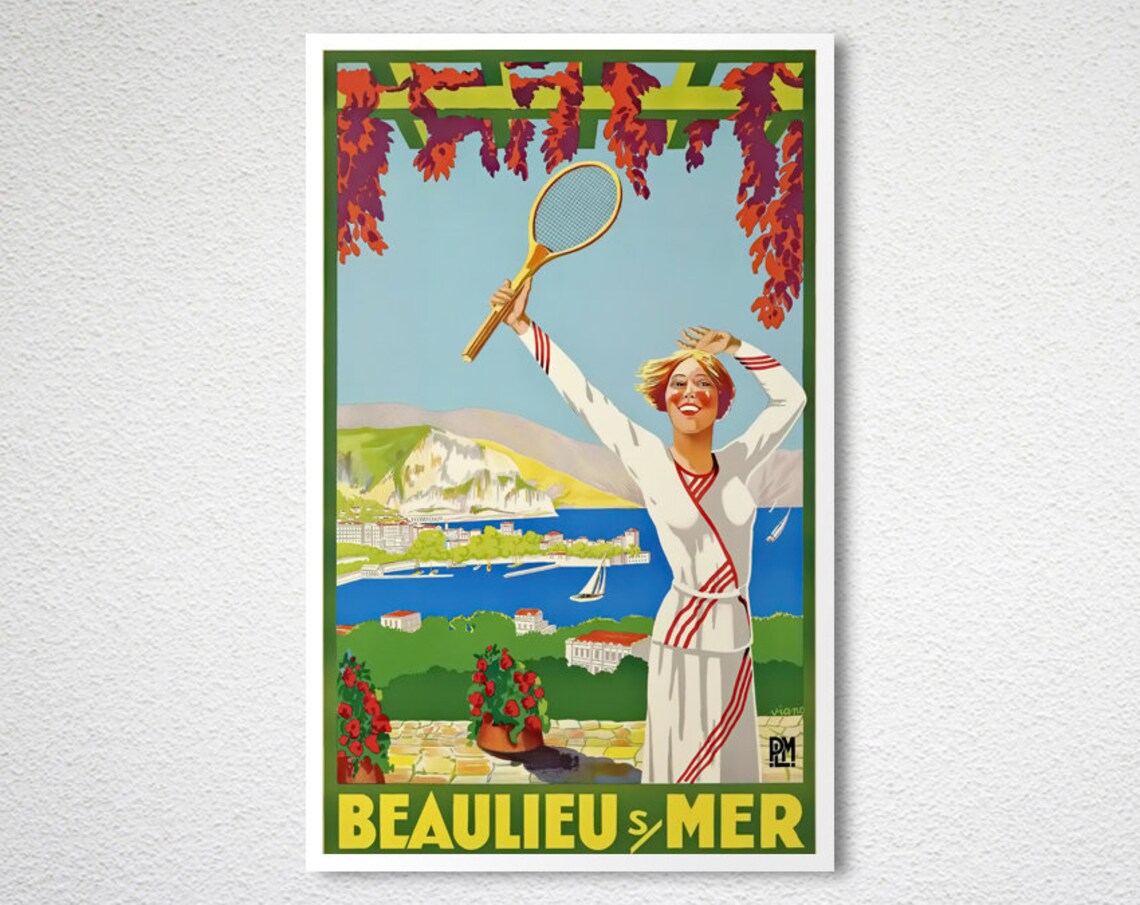 Beaulieu Sur Mer Vintage Travel Poster, France - Image 2