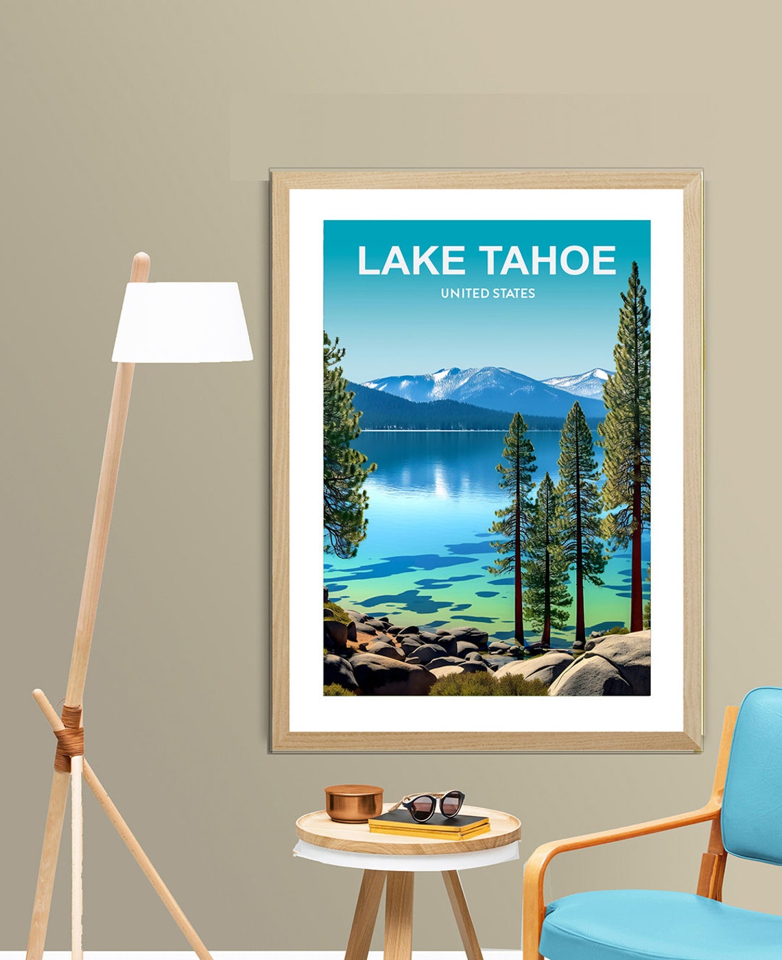 Lake Tahoe United States Travel Poster By Wed Lake Tahoe Poster Travel Lake Tahoe Wall Decor Gift Idea - Image 3