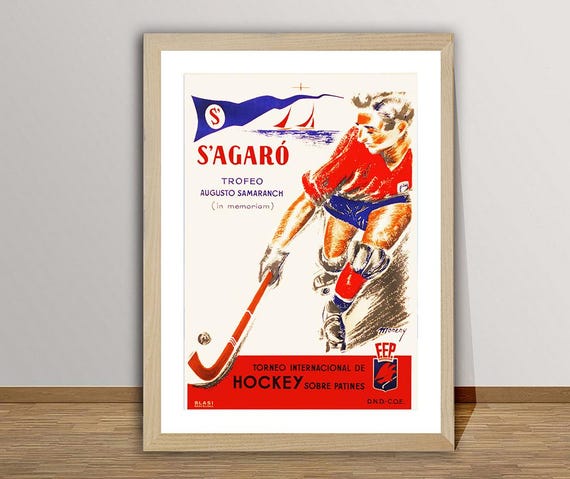 Sagaro Trofeo Augusto Samaranch Torneo Internacional De Hockey Sobre Patines Vintage Sport Poster Retro Hockey Poster Gift Idea