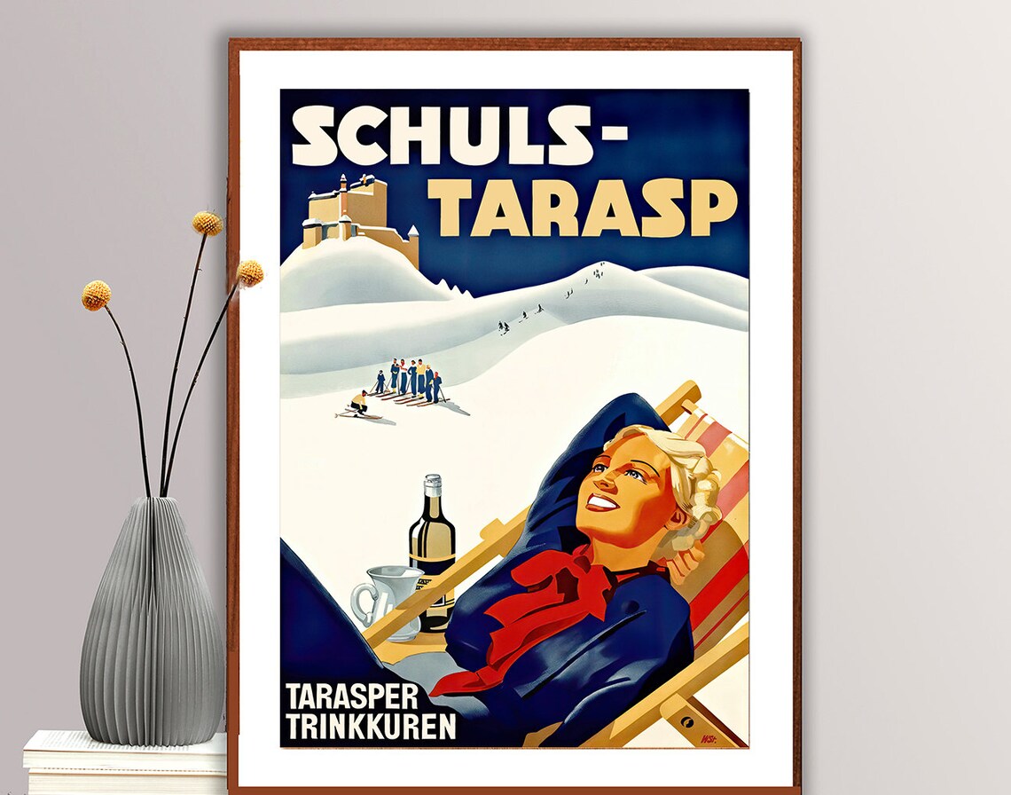 Schuls Tarasp Tarasper Trinkkuren Vintage Travel Poster - Image 2