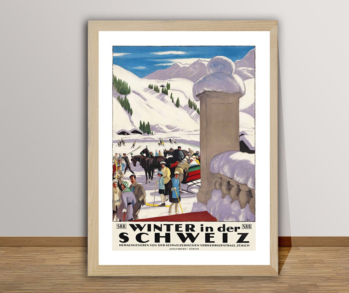 Winter In Der Schweiz Vintage Travel Poster