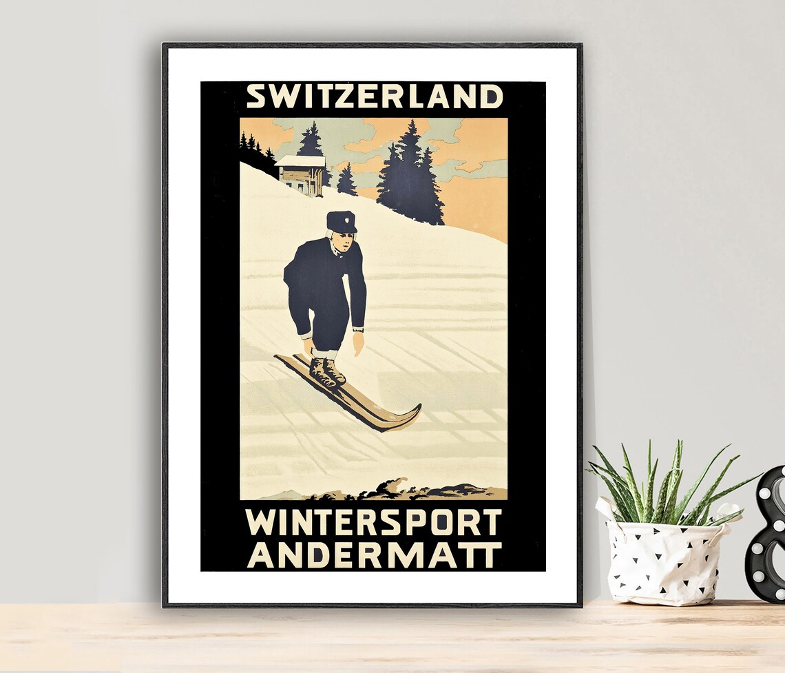 Andermatt Switzerland Vintage Travel Poster
