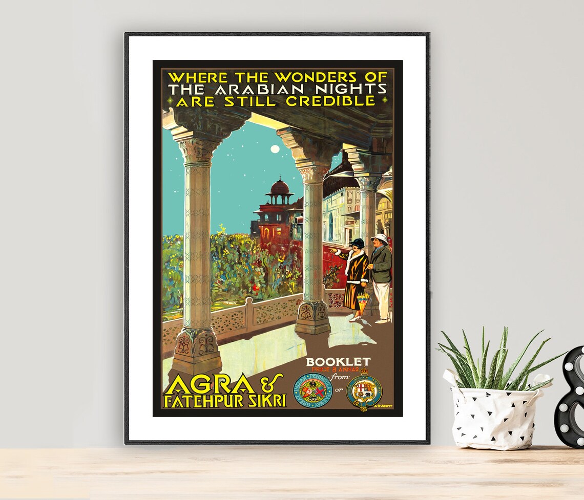 Agra and Fatehpur Sikri Vintage Travel Poster