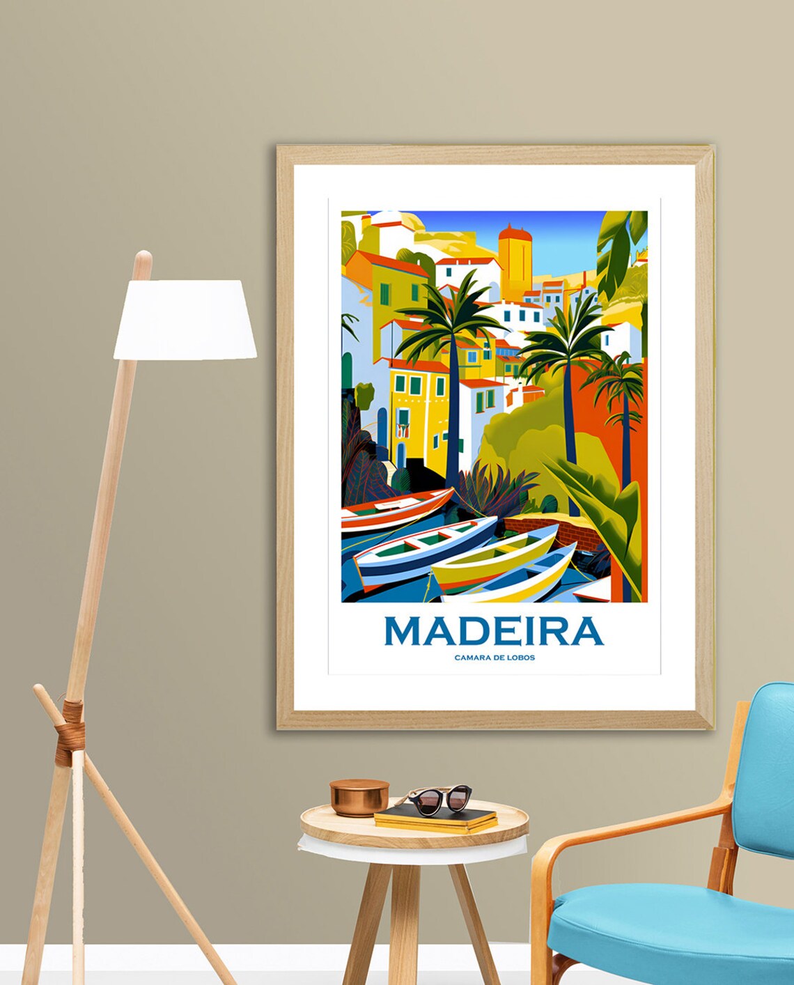 Madeira Camara De Lobos Fishing Boats Harbor Village Vintage Poster - Image 3