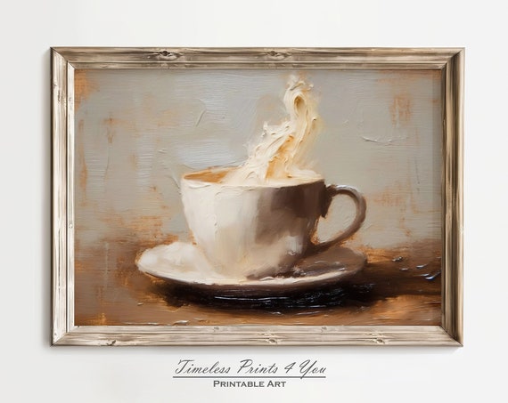 Paint Vintage Coffee Shop Prints Artwork Food Painting Bar Decor Print Still Life