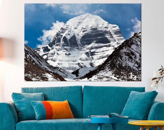 Mount Kailash Print Tibet Wall Art Snow Mountain Wall Art Landscape Print Nature Living Room Decor Snow Peak Large Wall Art