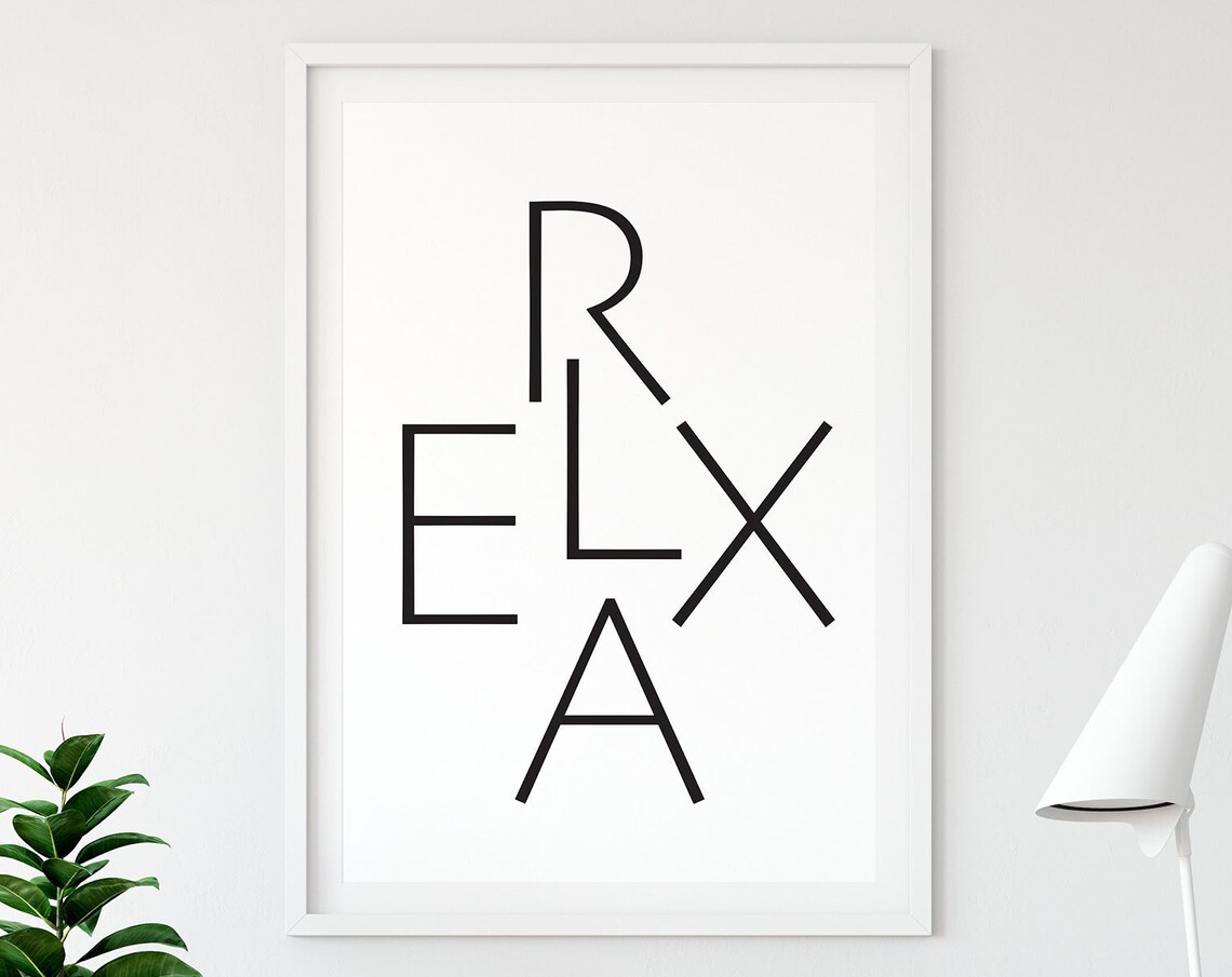 Relax Stacked Modernist Letters Minimalist Typography Poster