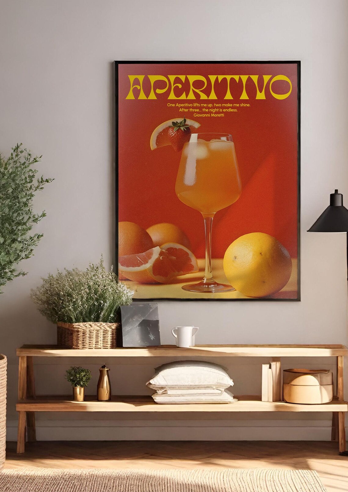 Aperitivo Retro Italian Cocktail Poster With Fresh Citrus Fruit Garnish - Image 2