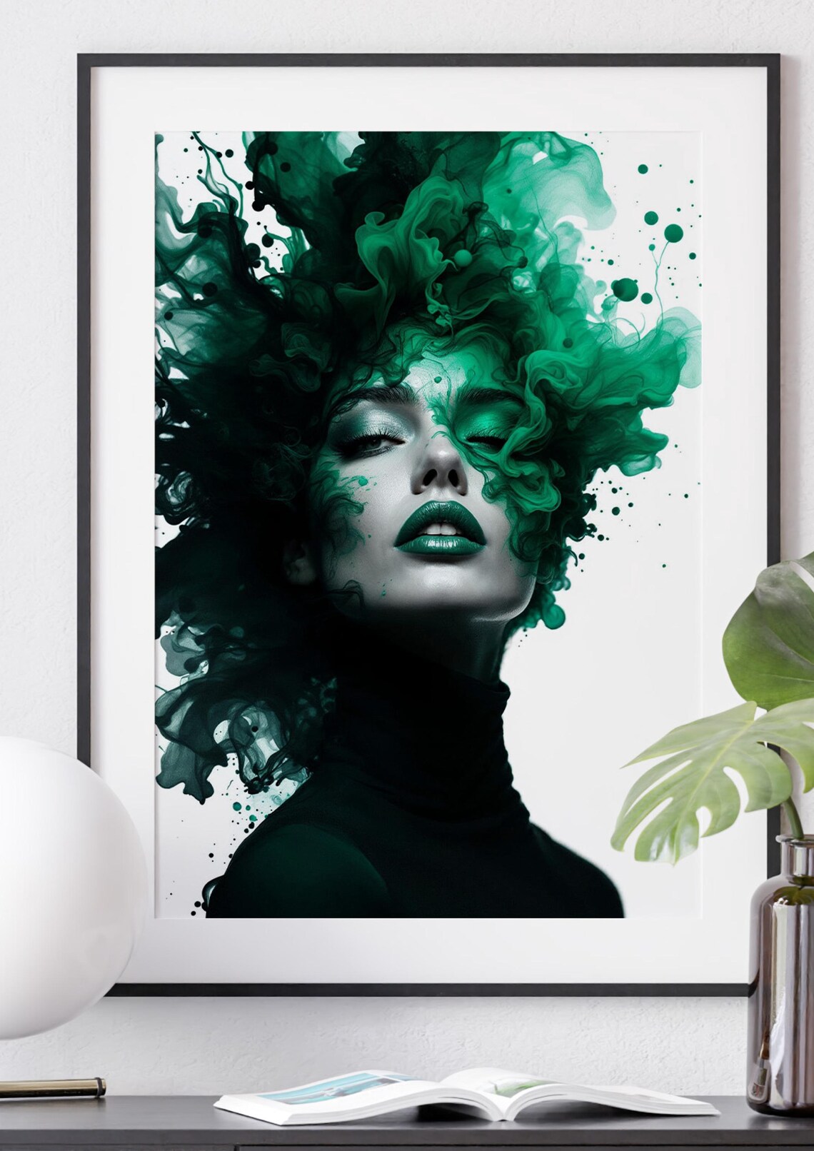 Woman With Green Ink Hair Abstract Artistic Portrait Art Poster