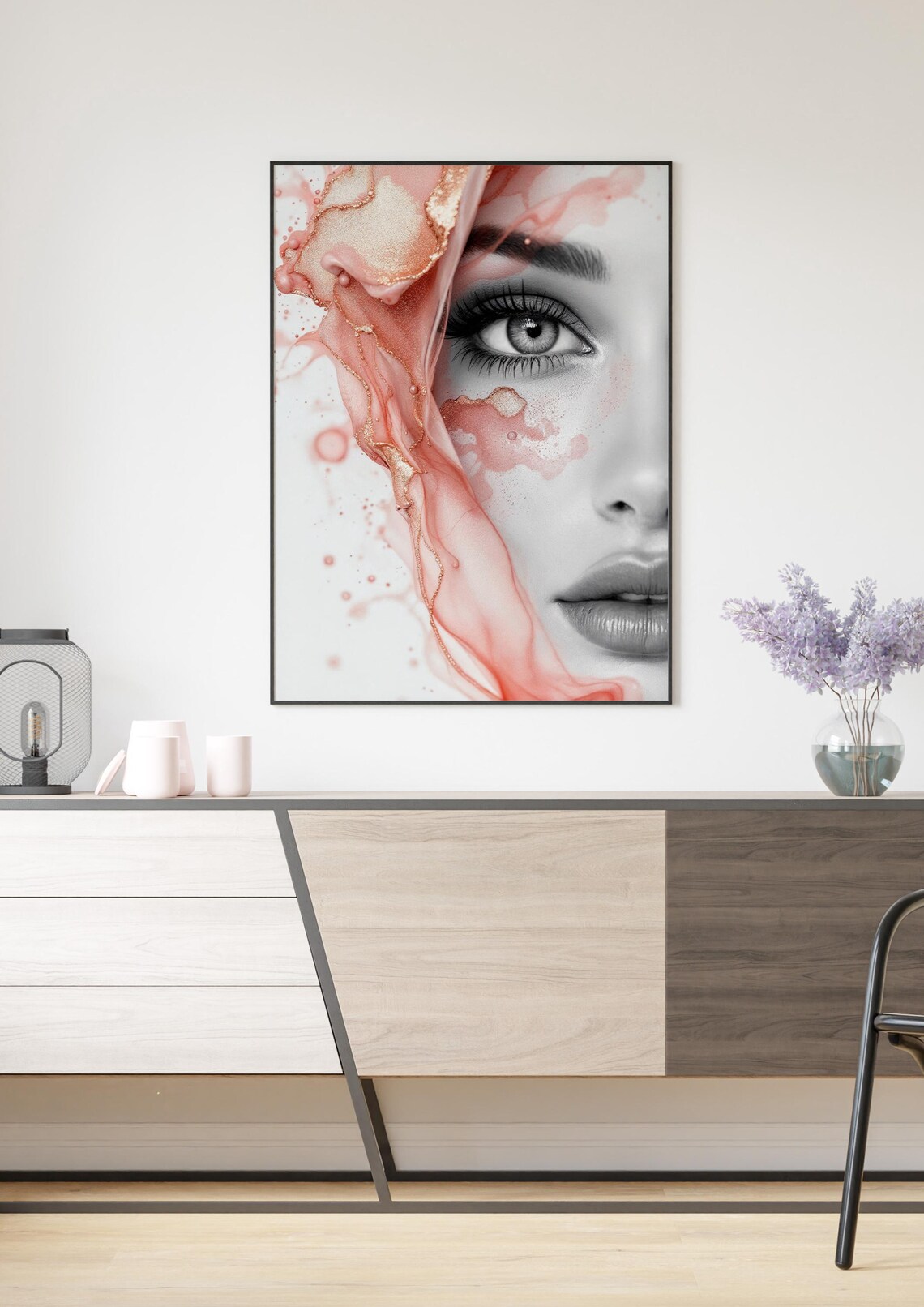 Minimalist Abstract Portrait, Ethereal Gaze And Fluid Ink - Image 2