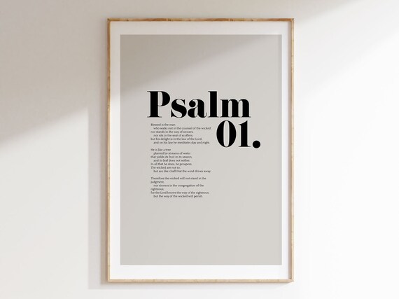 Psalm 1 Full Chapter Bold Typography Bible Verse Poster Home Decor