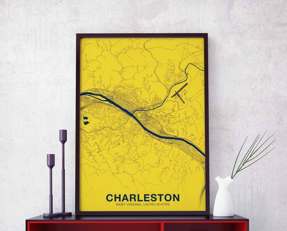 Charleston West Virginia Wv Usa Poster Color Hometown City Print Modern Home Decor Office Decoration Wall Art Dorm Bedroom Gift