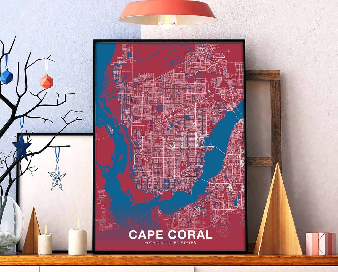 Cape Coral Florida USA Poster, Modern Home Decor