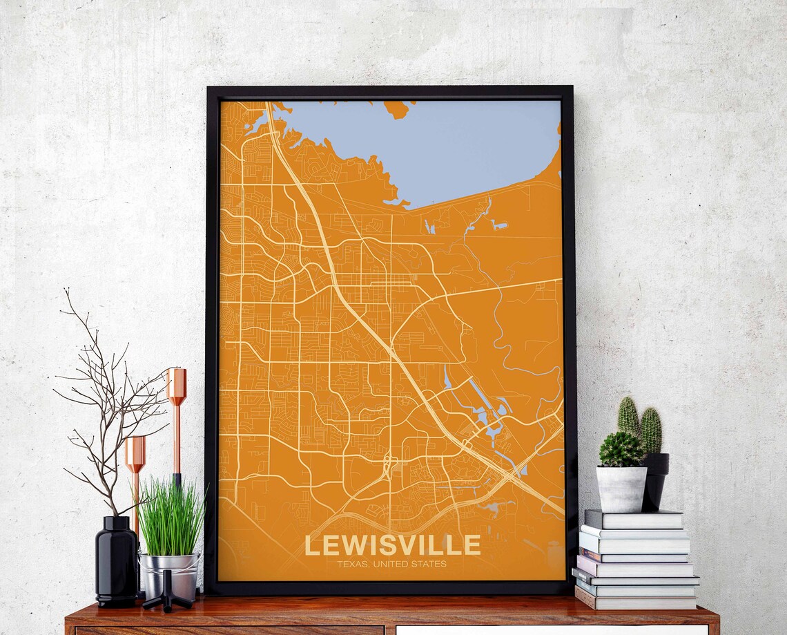 Lewisville Texas USA Poster Print, Modern Home Decor
