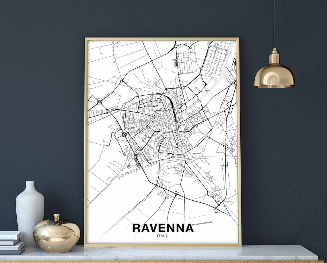 Ravenna Italy Map Poster Minimalist Black White Street Map Home Art