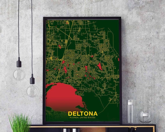 Deltona Florida Flusa Poster Color Hometown City Print Modern Home Decor Office Decoration Wall Art Dorm Bedroom Gift