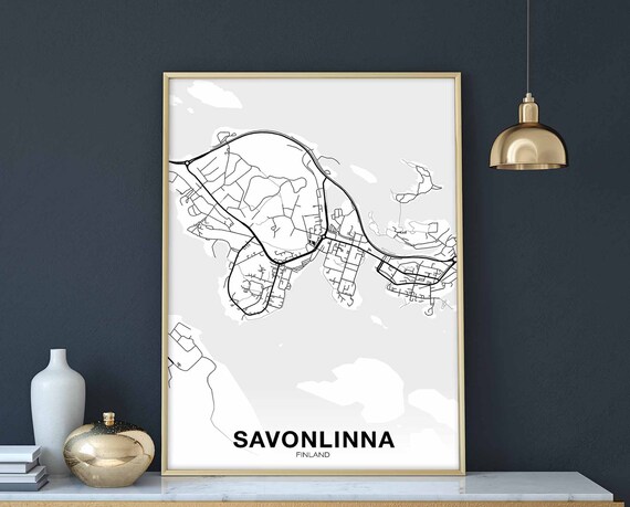 Savonlinna Finland Map Poster Hometown City Print Modern Home Decor Office Decoration Wall Art Dorm Bedroom Gift