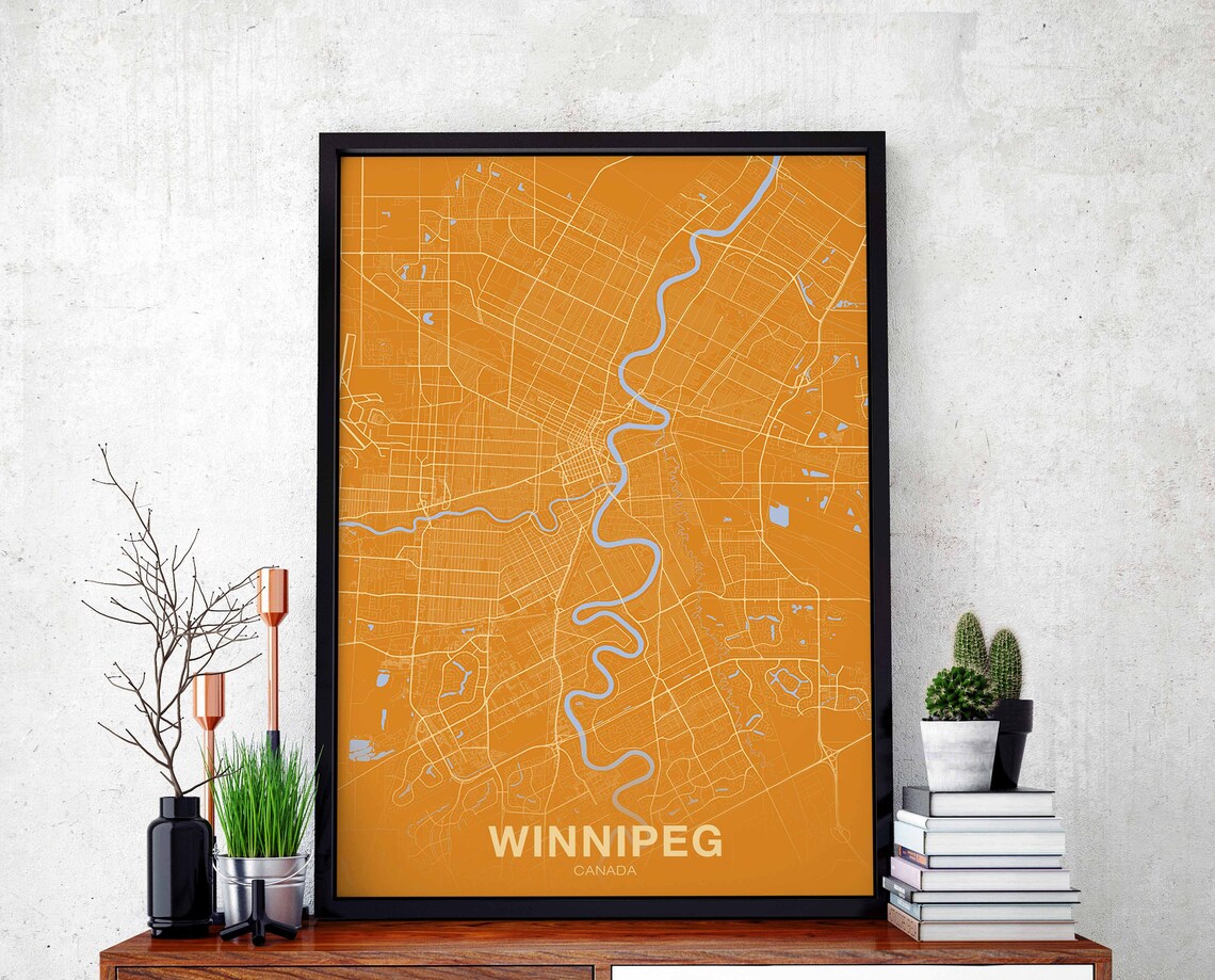 Winnipeg Canada Map Poster, Modern City Print
