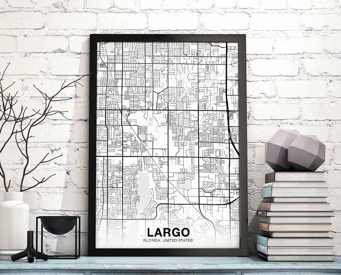 Largo Florida USA Map Poster, Modern Home Decor