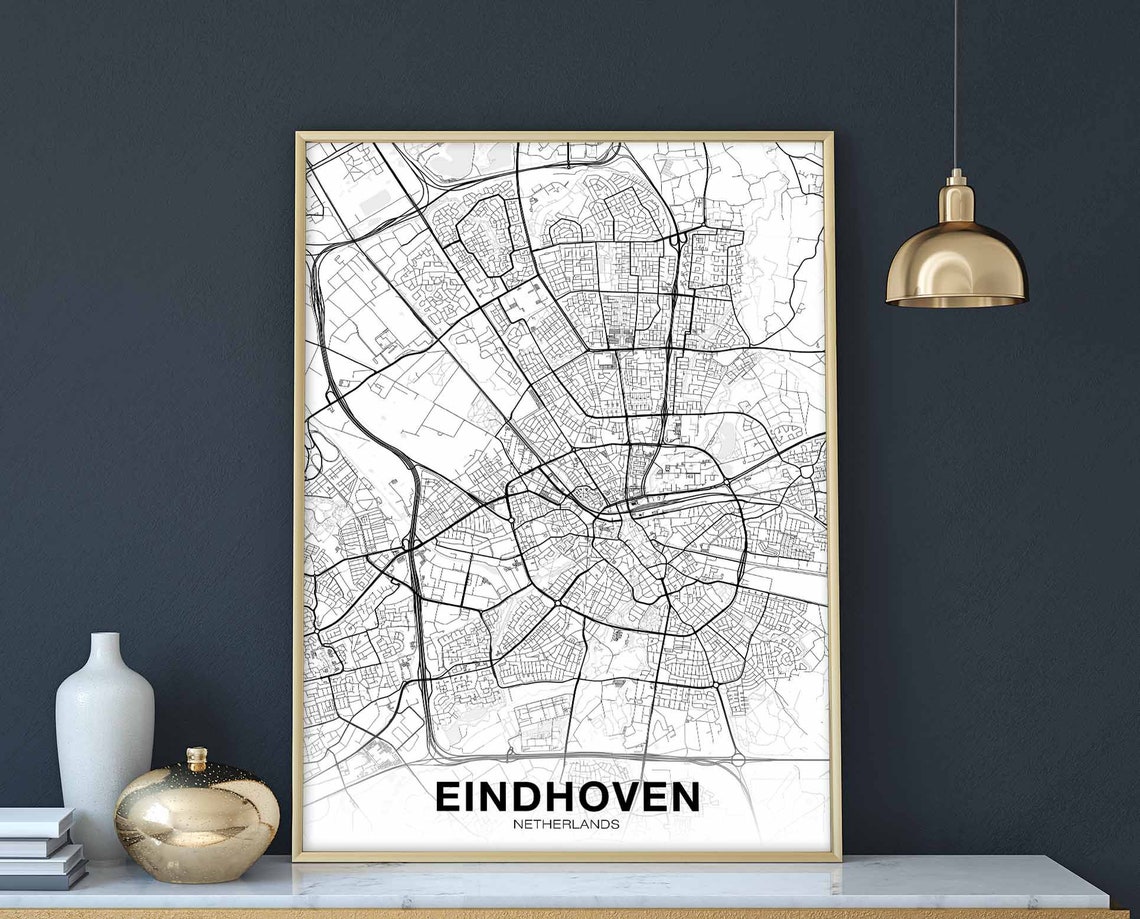 Eindhoven Netherlands Minimal White Street Map City Poster Decor