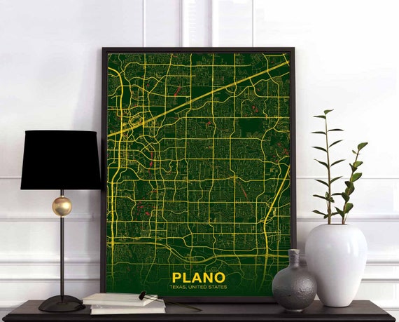 Plano Texas Tx Usa Poster Color Hometown City Print Modern Home Decor Office Decoration Wall Art Dorm Bedroom Gift