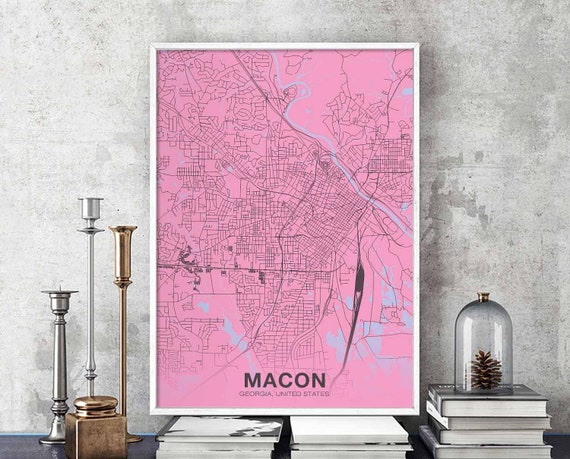 Macon Georgia Ga Usa Poster Color Hometown City Print Modern Home Decor Office Decoration Wall Art Dorm Bedroom Gift