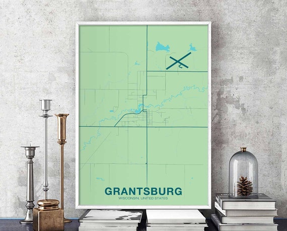 Grantsburg Wisconsin Wi Usa Poster Color Hometown City Print Modern Home Decor Office Decoration Wall Art Dorm Bedroom Gift
