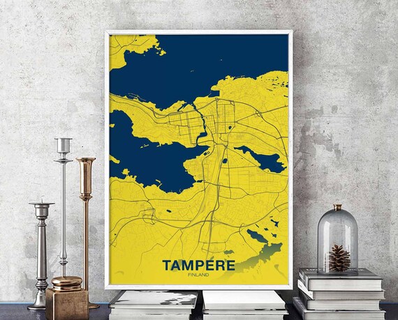 Tampere Finland Map Poster Color Hometown City Print Modern Home Decor Office Decoration Wall Art Dorm Bedroom Gift