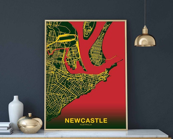 Newcastle Australia Poster Color Hometown City Print Modern Home Decor Office Decoration Wall Art Dorm Bedroom Gift