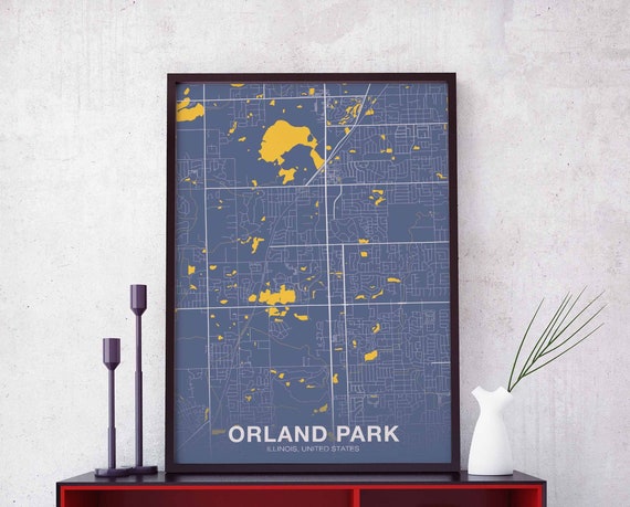 Orland Park Illinois Il Usa Poster Color Hometown City Print Modern Home Decor Office Decoration Wall Art Dorm Bedroom Gift