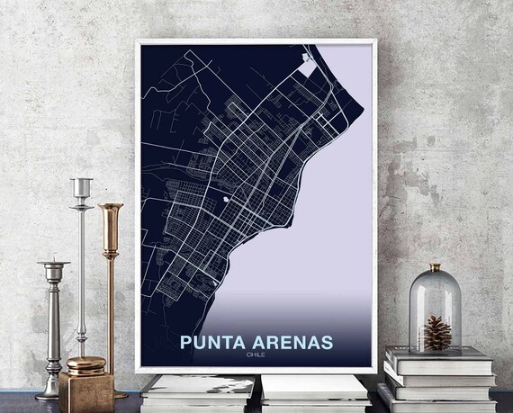 Punta Arenas Chile Map Poster Color Hometown City Print Modern Home Decor Office Decoration Wall Art Dorm Bedroom Gift