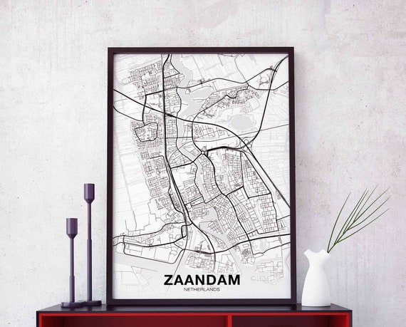 Zaandam Netherlands Map Poster Hometown City Print Modern Home Decor Office Decoration Wall Art Dorm Bedroom Gift