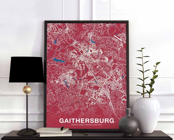 Gaithersburg Maryland Md Usa Poster Color Hometown City Print Modern Home Decor Office Decoration Wall Art Dorm Bedroom Gift