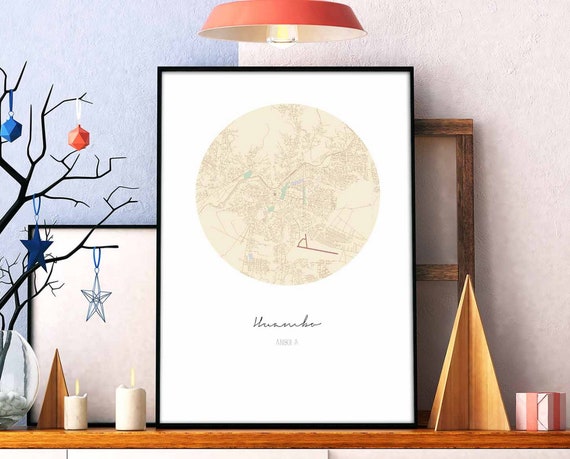 Huambo Angola Map Poster Wall Decor Design Modern Minimal Nordic Travel Bedroom Home Art Vintage Retro Dorm Nursery Housewarming