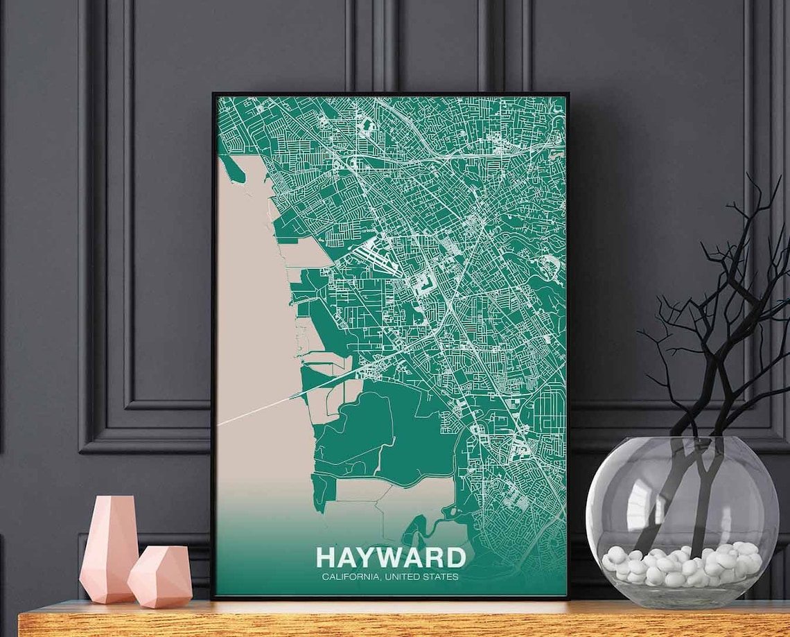 Hayward, CA USA Poster Print, Modern Home Decor