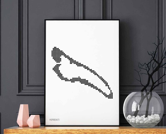 Kiribati Minimal Dots Retro Map Poster