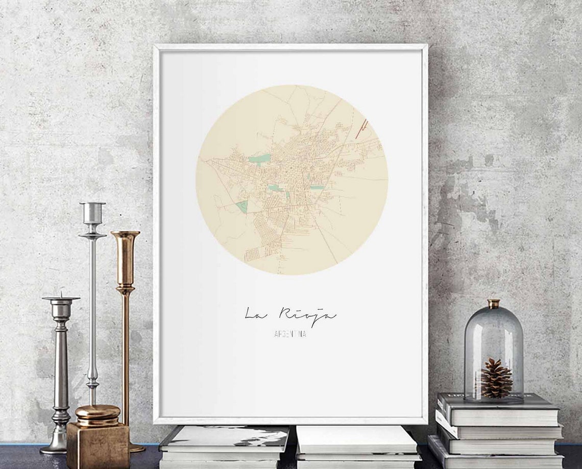 La Rioja Argentina Beige Circular Minimalist City Map Poster