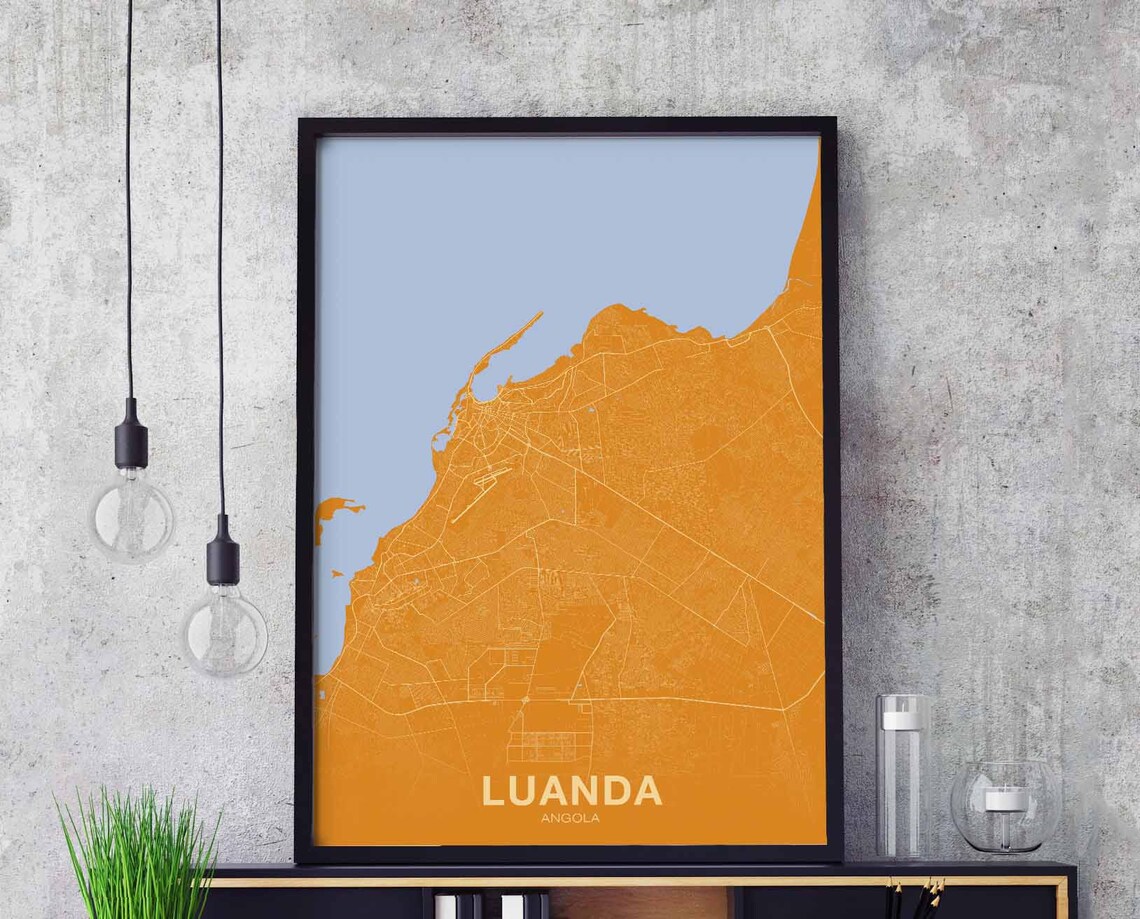 Luanda Angola Map Poster, Modern Home Decor