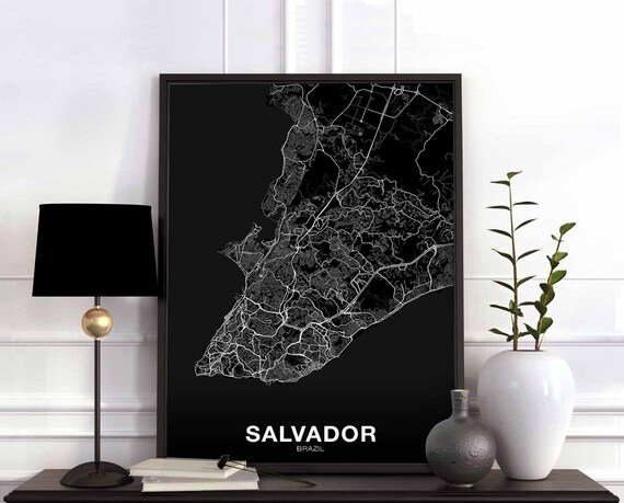 Salvador Brazil Map Poster Black White Hometown City Print Modern Home Decor Office Decoration Wall Art Dorm Bedroom Gift
